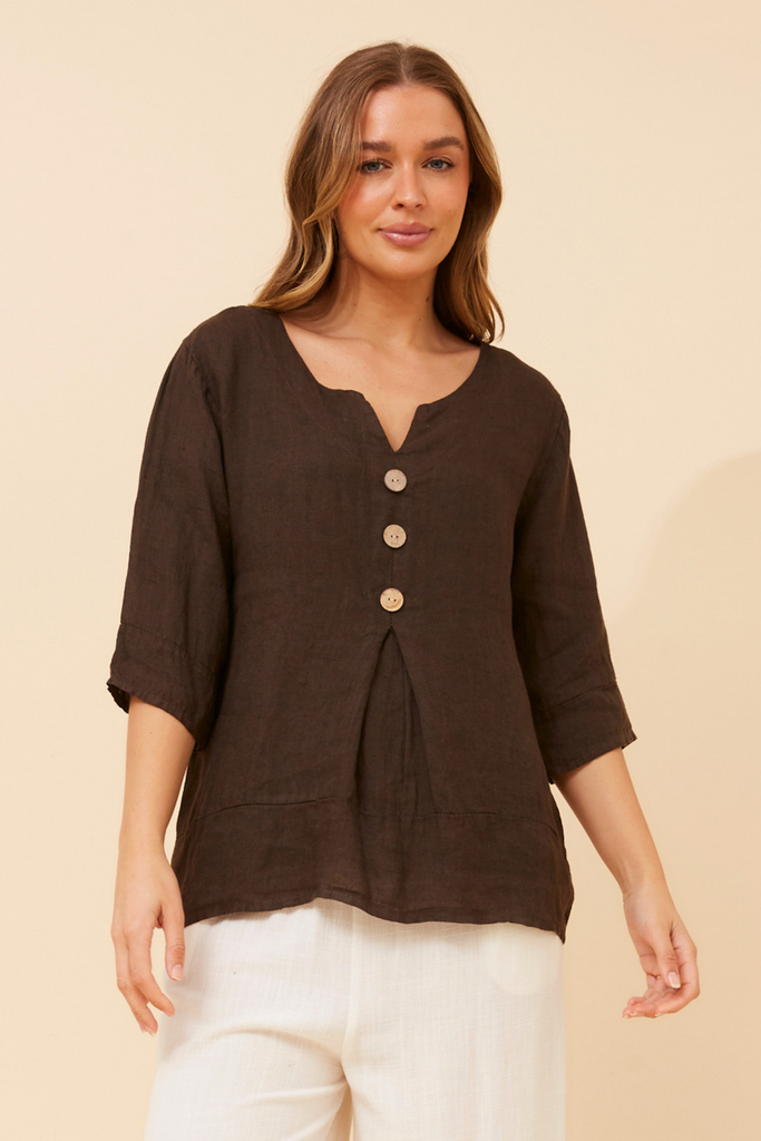 BOTTEGA MODA - SHORT SLEEVE BUTTON DETAIL TOP