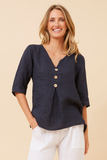 BOTTEGA MODA - SHORT SLEEVE BUTTON DETAIL TOP