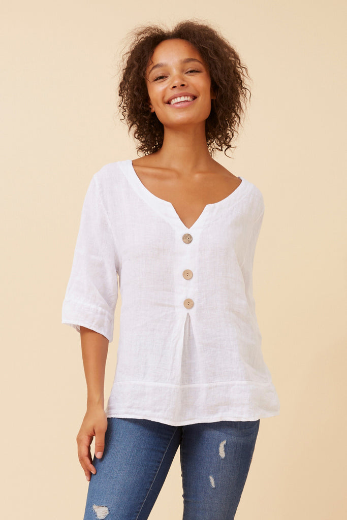 BOTTEGA MODA - SHORT SLEEVE BUTTON DETAIL TOP