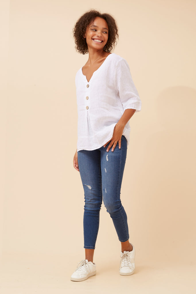 BOTTEGA MODA - SHORT SLEEVE BUTTON DETAIL TOP