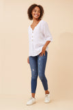 BOTTEGA MODA - SHORT SLEEVE BUTTON DETAIL TOP
