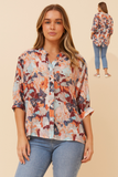 CKM - 3/4 SLEEVE PRINTED SHIRT WITH BACK BUTTON DETAIL