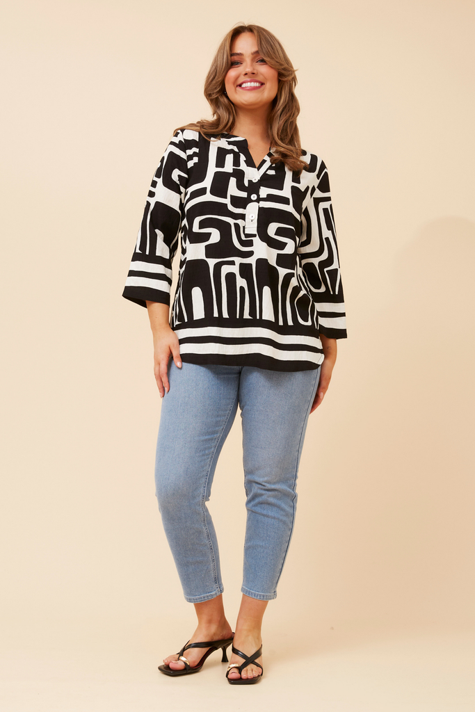 CKM - PATTERNED 3/4 BUTTON SHIRT