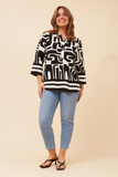CKM - PATTERNED 3/4 BUTTON SHIRT
