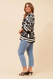 CKM - PATTERNED 3/4 BUTTON SHIRT