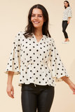 CKM - 3/4 BELL SLEEVE POLKA DOT BLOUSE