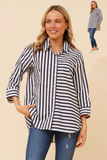 CKM - 3/4 SLEEVE STRIPE TOP