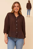 CKM - 3/4 SLEEVE BUTTON THROUGH TOP
