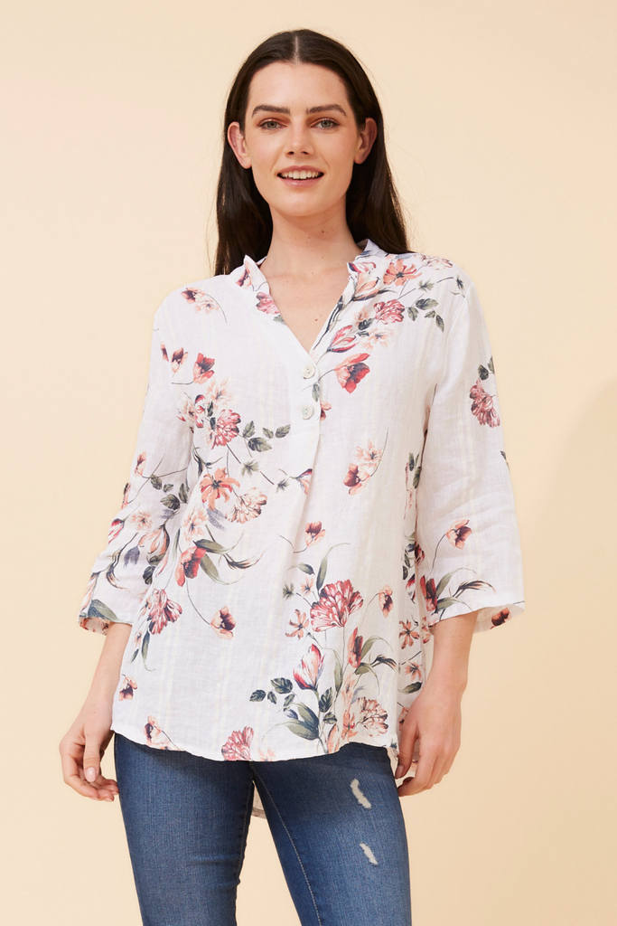 BOTTEGA MODA - 3/4 ROLLUP SLEEVE TOP