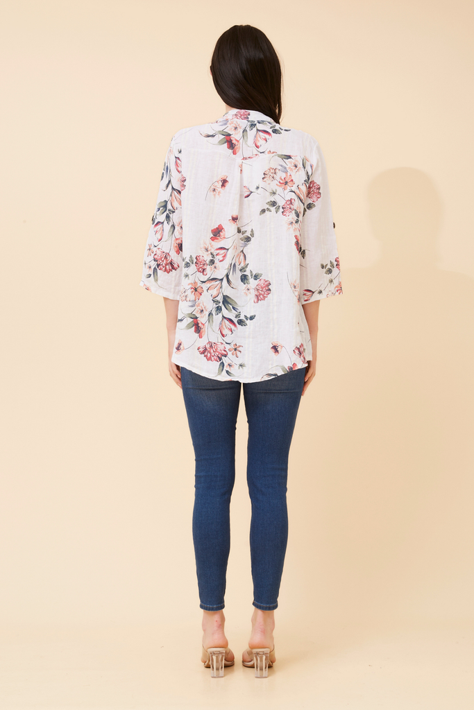 BOTTEGA MODA - 3/4 ROLLUP SLEEVE TOP