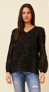 CKM - JACQUARD EYELASH FLORAL PATTERN TOP