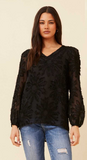 CKM - JACQUARD EYELASH FLORAL PATTERN TOP