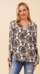 CKM - PRINTED BLOUSE WITH MANDERIN COLLAR