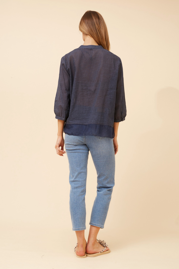 CKM - SHEER HEM BUTTON DOWN TOP