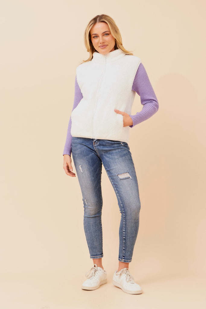 CKM - SLEEVELESS ZIP FRONT HIGH NECK VEST