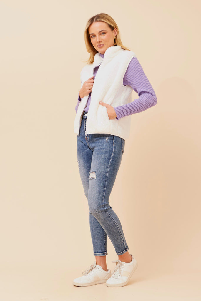 CKM - SLEEVELESS ZIP FRONT HIGH NECK VEST