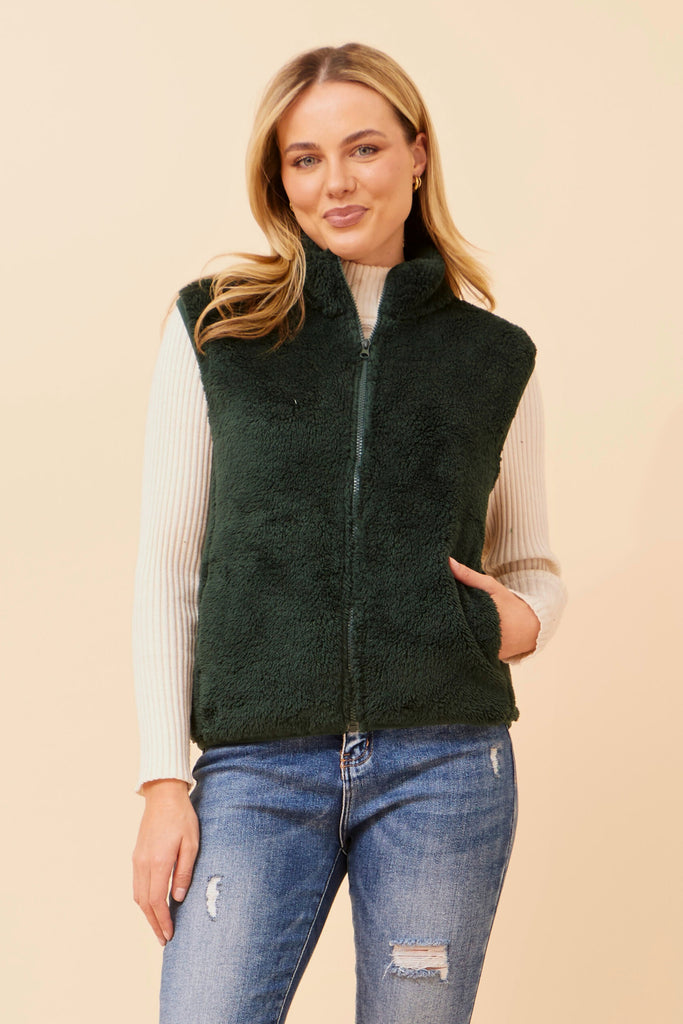 CKM - SLEEVELESS ZIP FRONT HIGH NECK VEST
