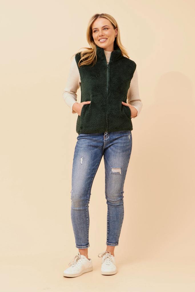 CKM - SLEEVELESS ZIP FRONT HIGH NECK VEST