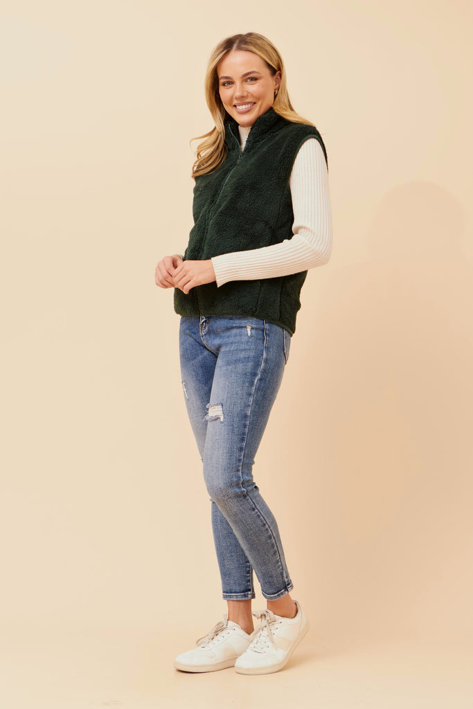 CKM - SLEEVELESS ZIP FRONT HIGH NECK VEST