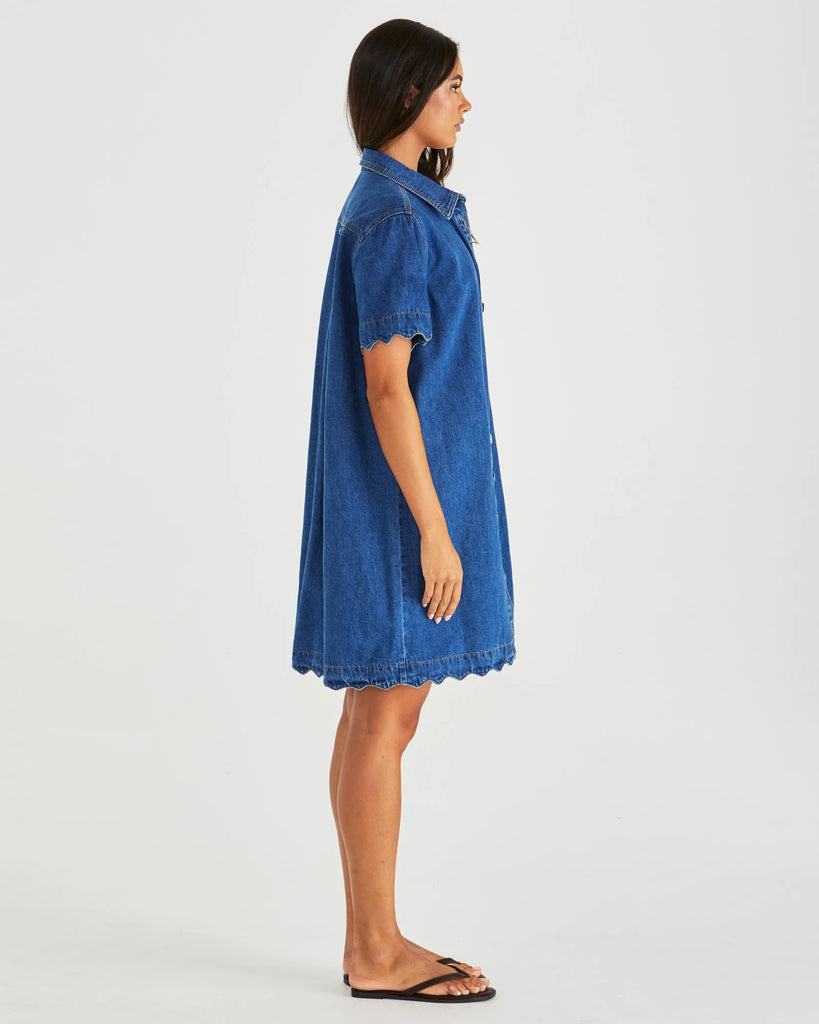 SASS - VALE SCALLOPED DENIM DRESS