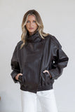 SMAIBULUN - FUNNEL NECK LEATHER JACKET