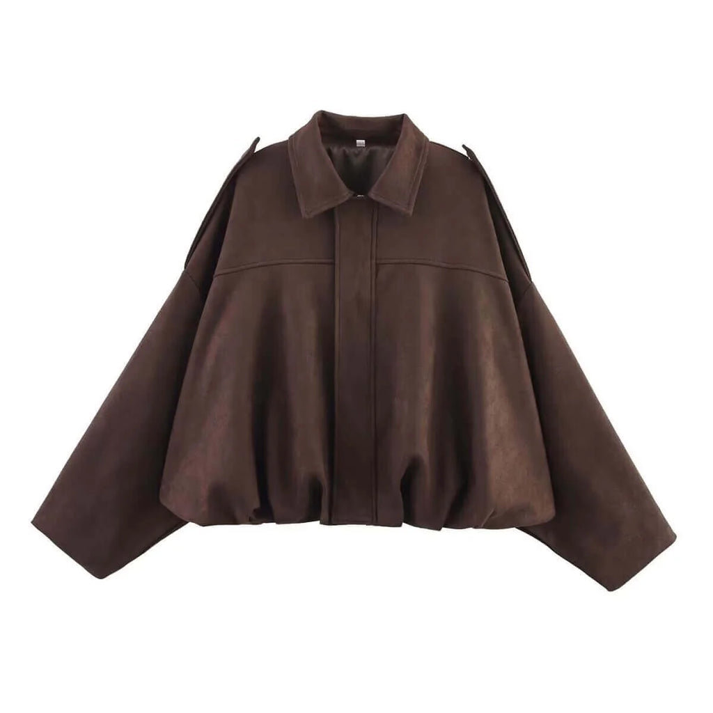 SMAIBULUN - SUEDE GATHER HEM BOMBER JACKET