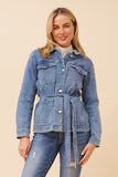 CKM - LONG SLEEVE DENIM JACKET WITH TIE FRONT