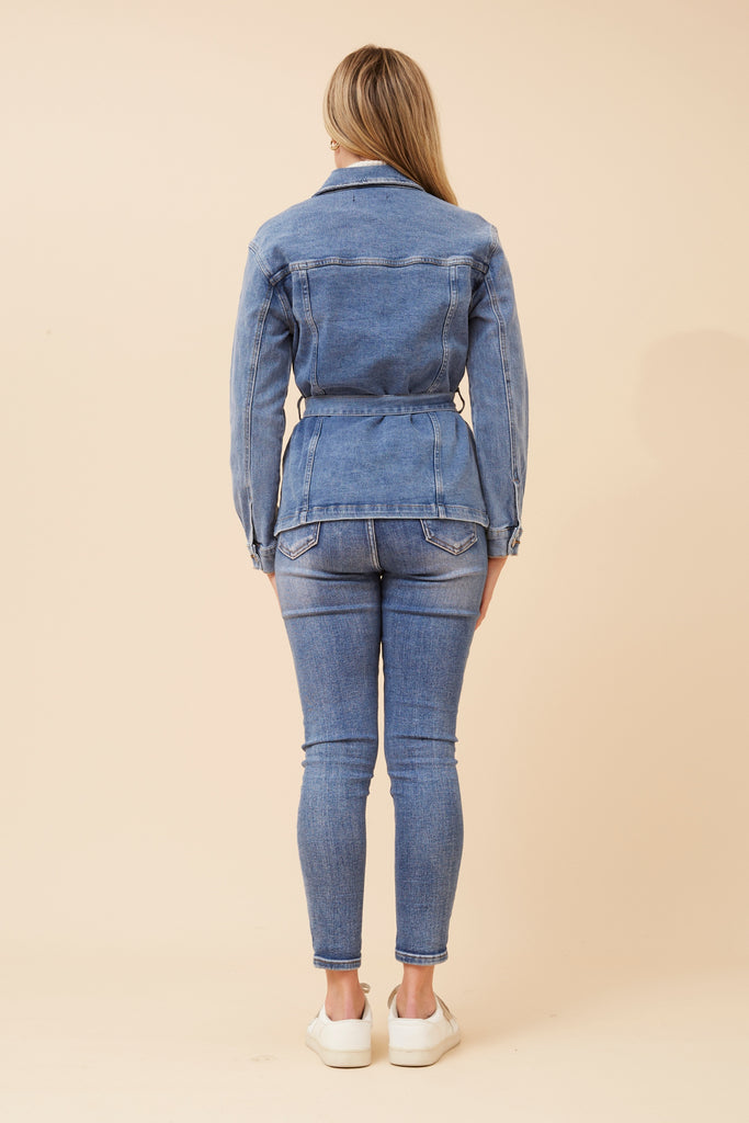 CKM - LONG SLEEVE DENIM JACKET WITH TIE FRONT