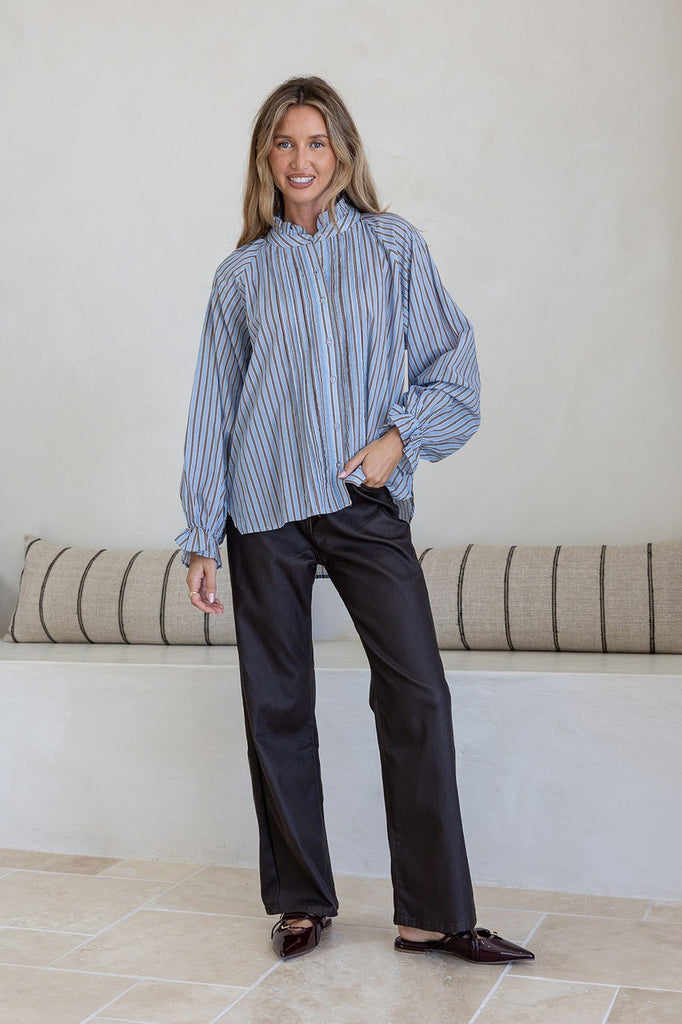 WHITE POETRY - PLEATED LONG SLEEVE SORRENTO SHIRT