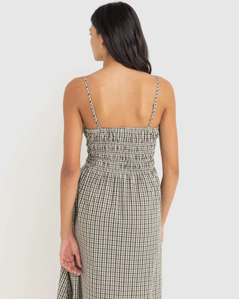 RHYTHM - ANTIBES PLAID MIDI DRESS