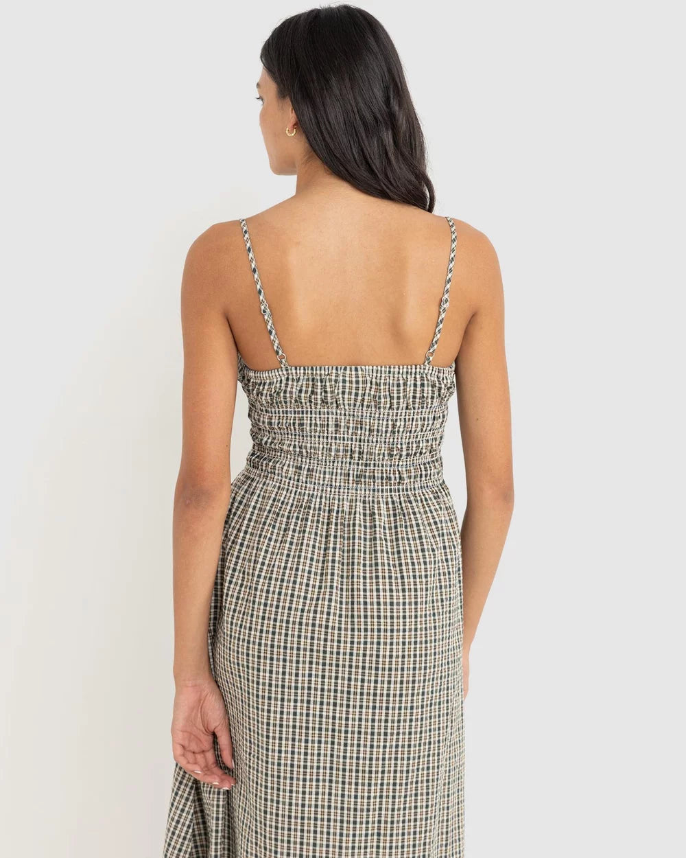 RHYTHM - ANTIBES PLAID MIDI DRESS