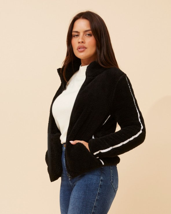 CKM - TEDDY JECKET WITH SIDE STRIPE DETAIL