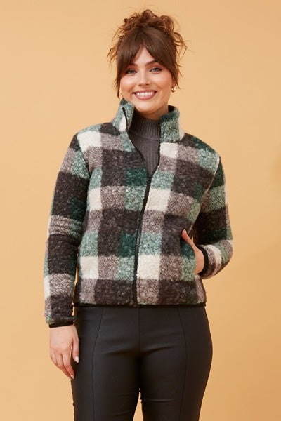 CKM - LONG SLEEVE CHECK TEDDY JACKET