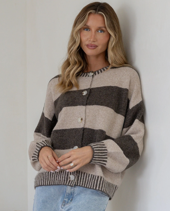 MISS MARLOW - MACI STRIPE BLANKET CARDI