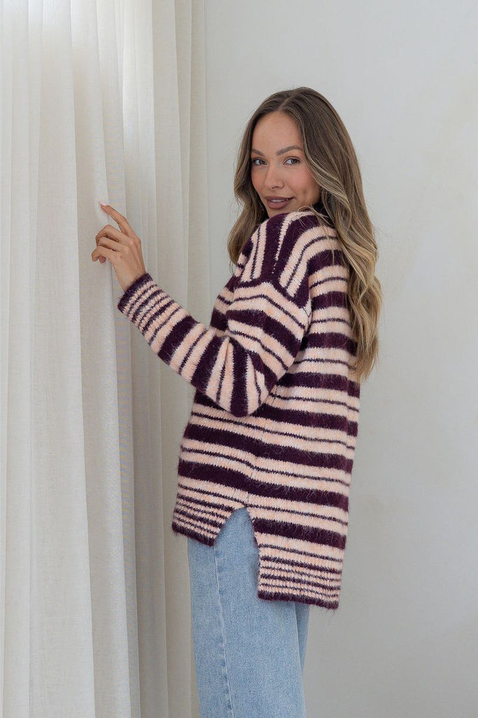 MISS MARLOW - RUBY CONTRAST STRIPE KNIT