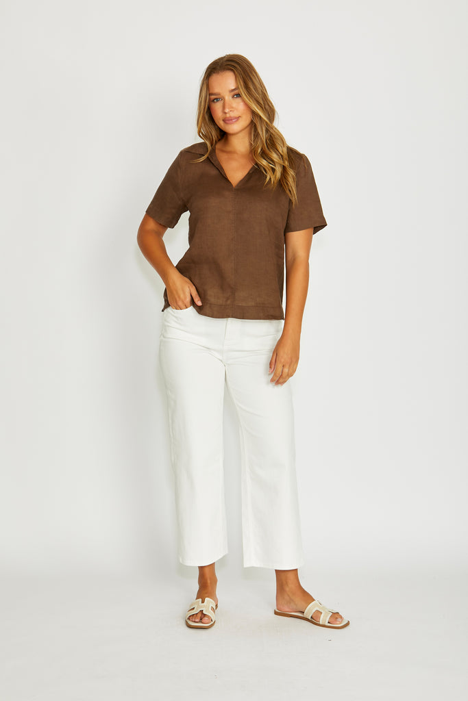 JUMP - OPEN COLLAR S/S TOP