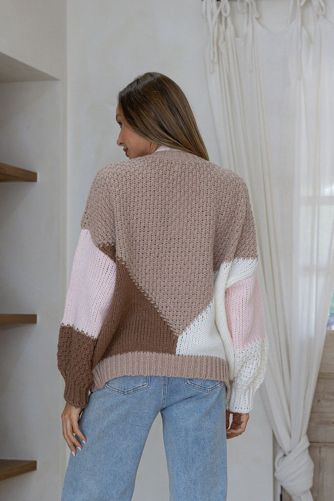 MISS MARLOW - PENELOPE COLOUR BLOCK CARDI