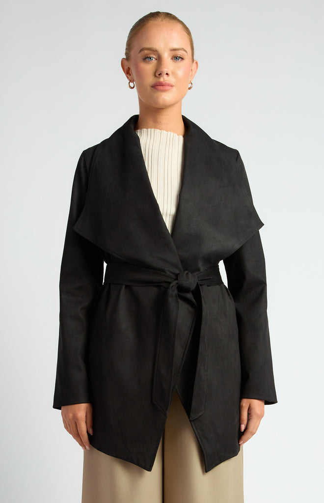 STYLE STATE - FAUX SUEDE WATERFALL JACKET