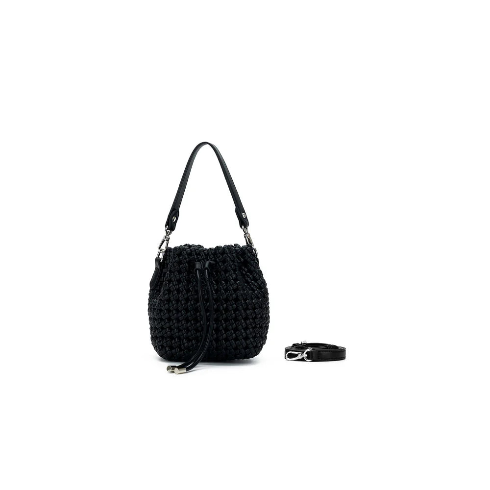 BLACK CAVIAR - MINDY WOVEN BUCKET BAG