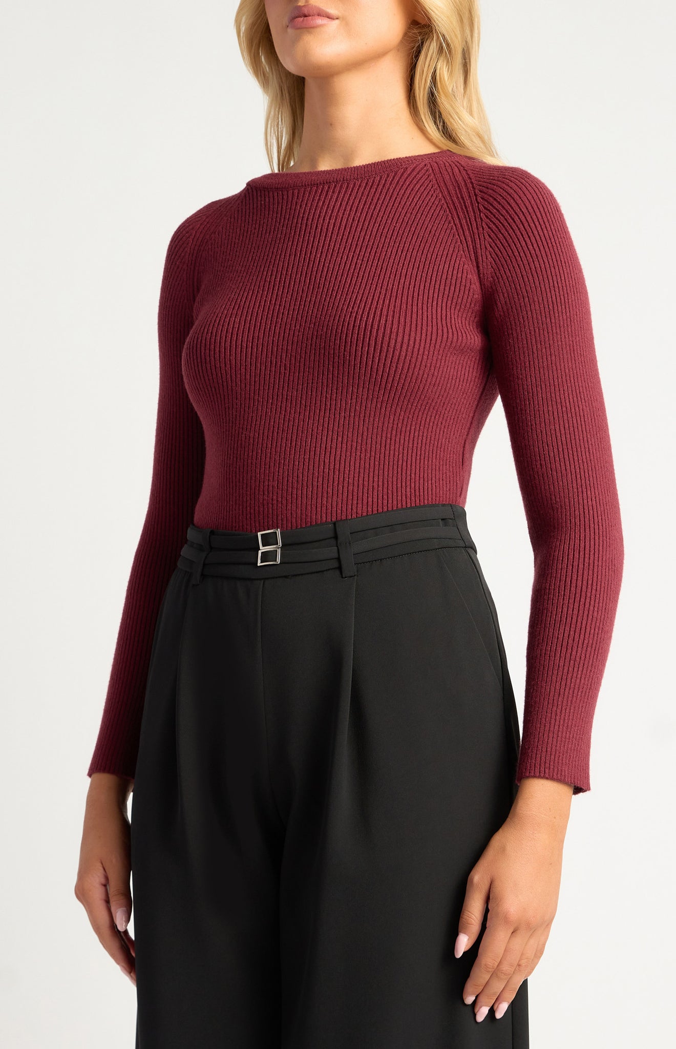 STYLE STATE - ROUND NECK RIBBED TOP