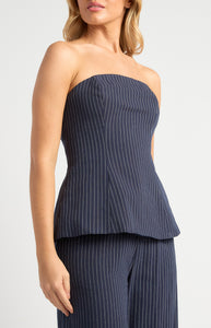STYLE STATE - PIN STRIPE PEPLUM TOP
