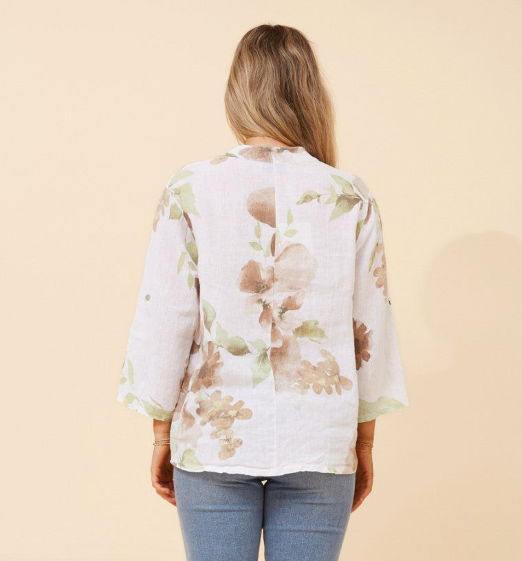 BOTTEGA MODA - 3/4 ROLL-UP SLEEVE FLORAL PRINT