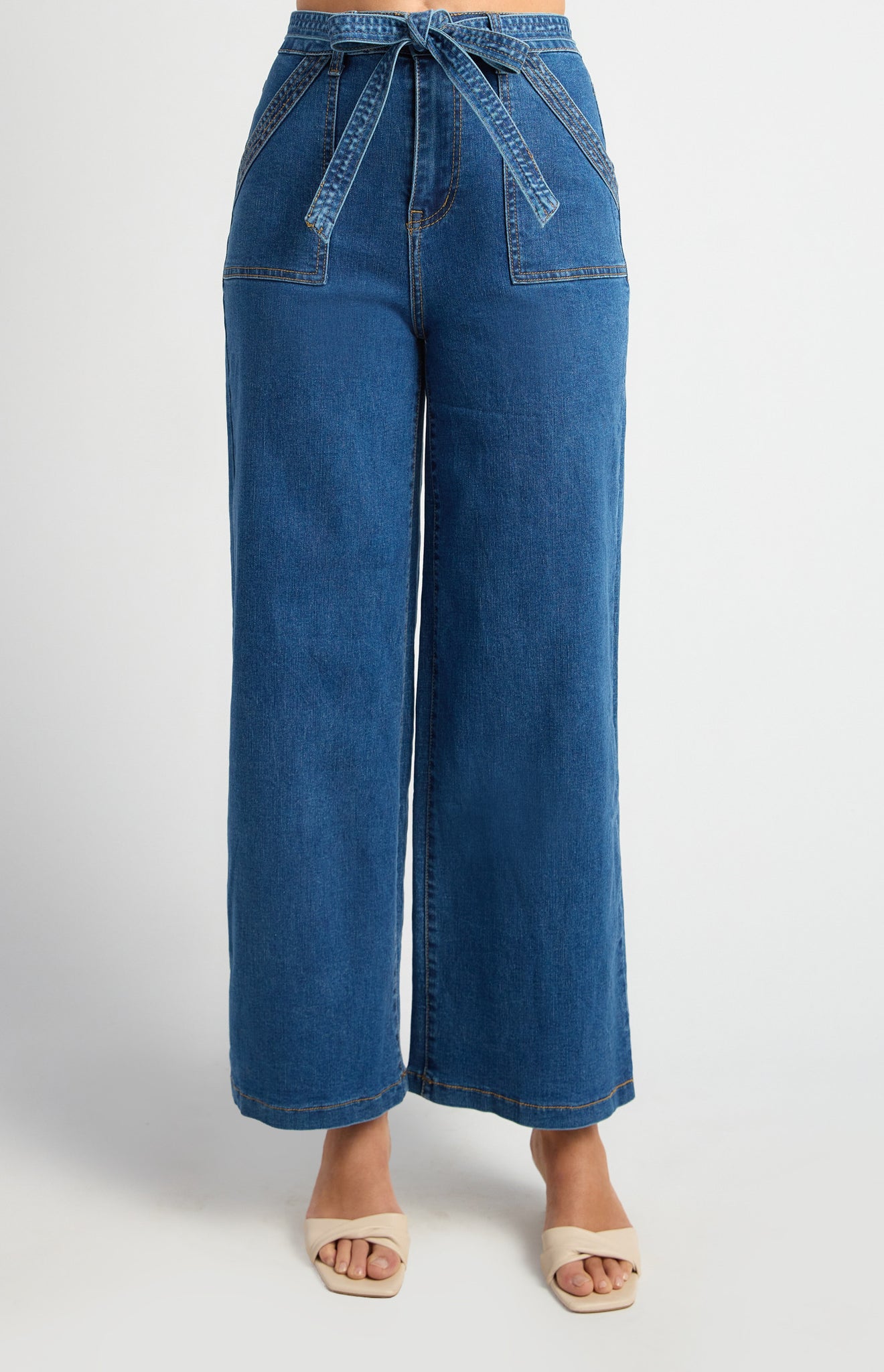 STYLE STATE - HIGH WAISTED PATCH POCKET DENIM JEANS