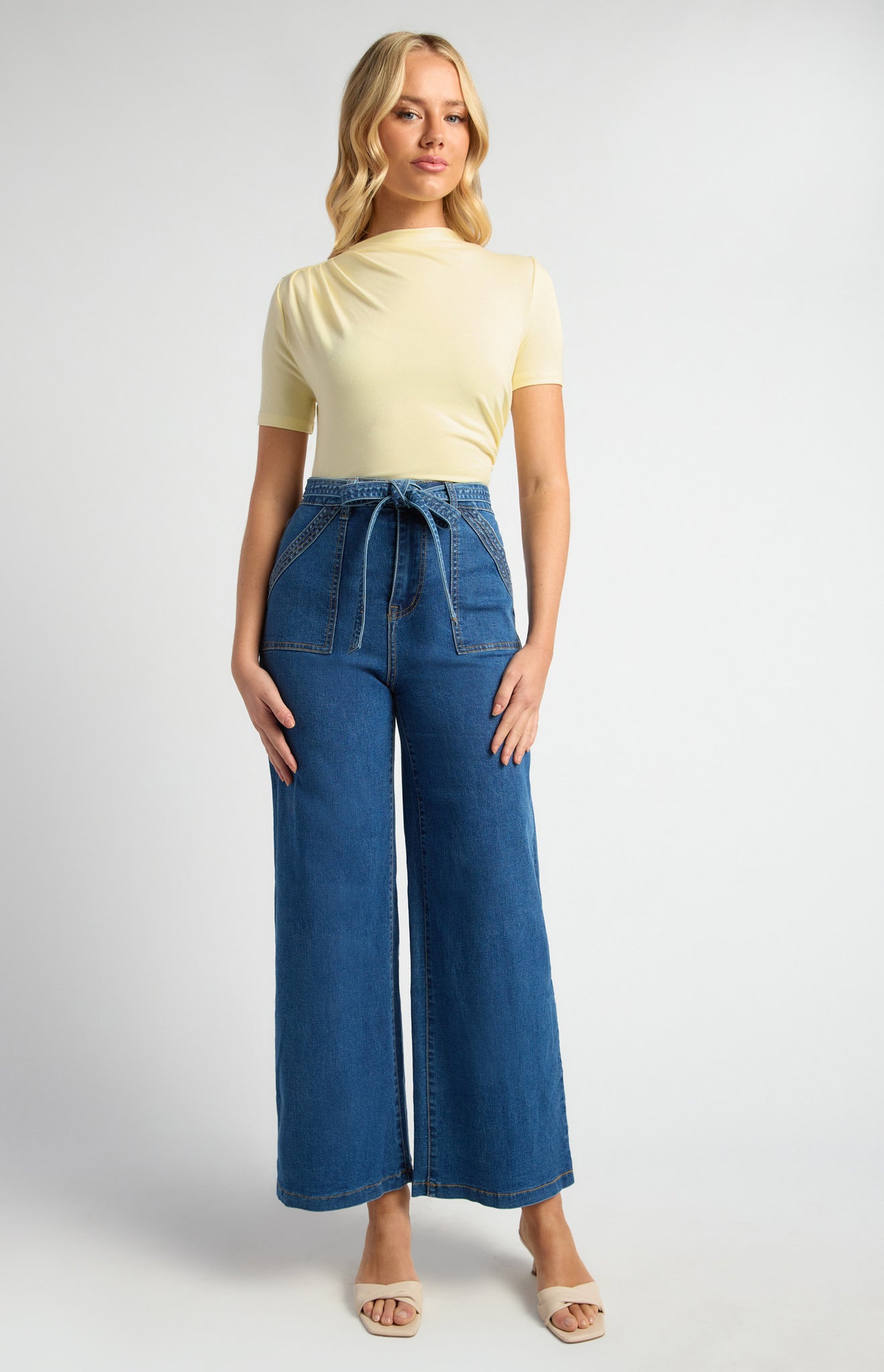STYLE STATE - HIGH WAISTED PATCH POCKET DENIM JEANS