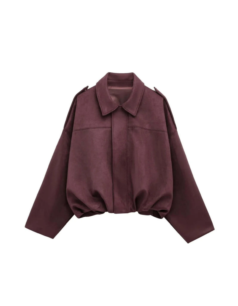 SMAIBULUN - SUEDE GATHER HEM BOMBER JACKET