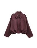 SMAIBULUN - SUEDE GATHER HEM BOMBER JACKET