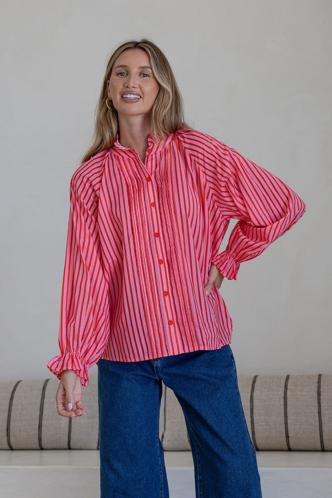 WHITE POETRY - PLEATED LONG SLEEVE SORRENTO SHIRT
