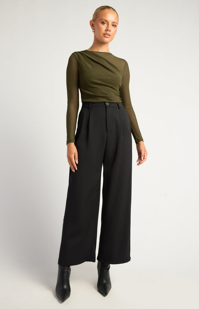 STYLE STATE - WIDE LEG PANTS WITH BACK ELASTIC DETAIL