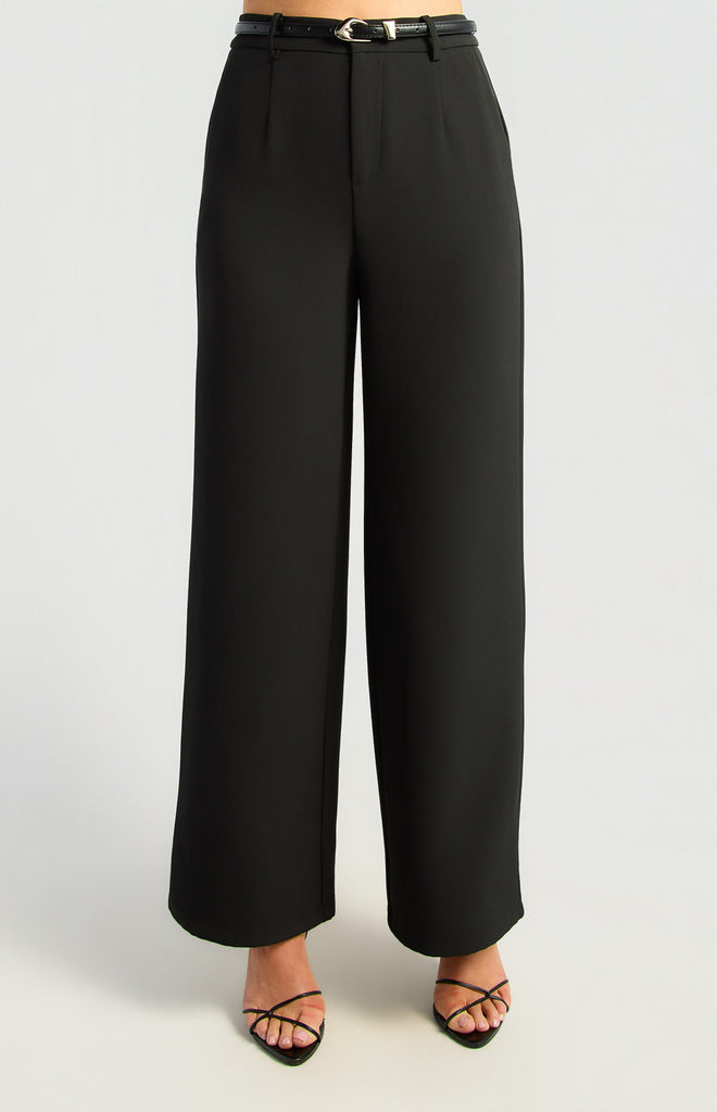 STYLE STATE - FAUX LEATHER BELT DETAIL STRAIGHT LEG PANT