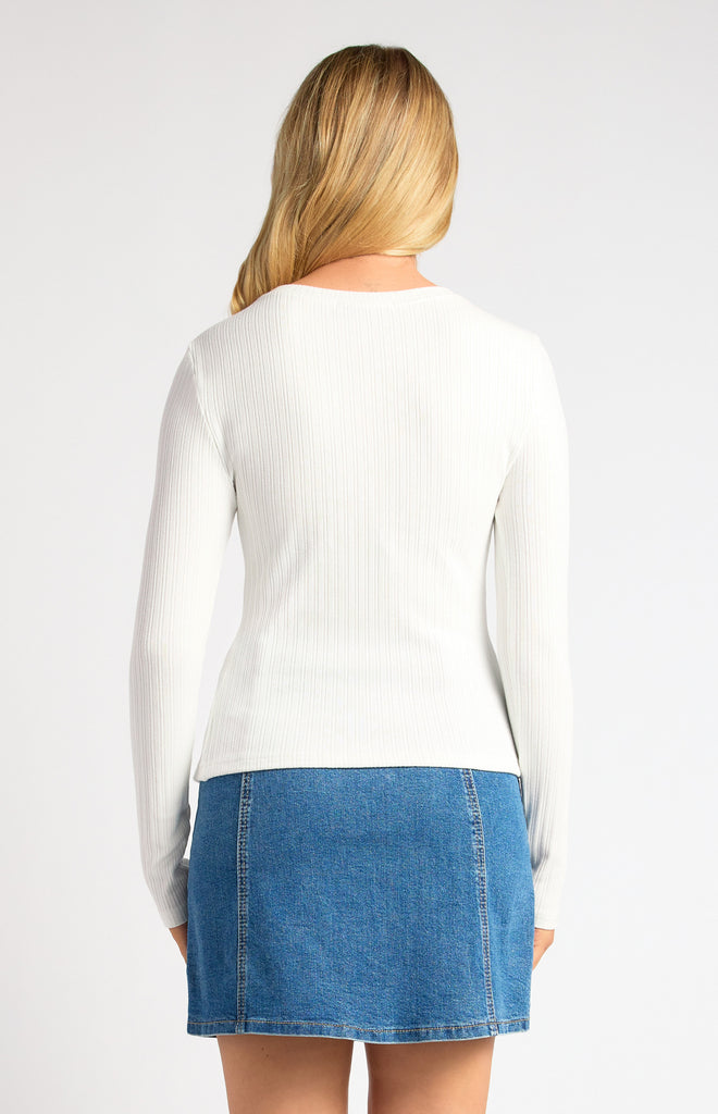 SYTLE STATE - ASYMMETRIC BUTTON UP LONG SLEEVE JERSEY TOP